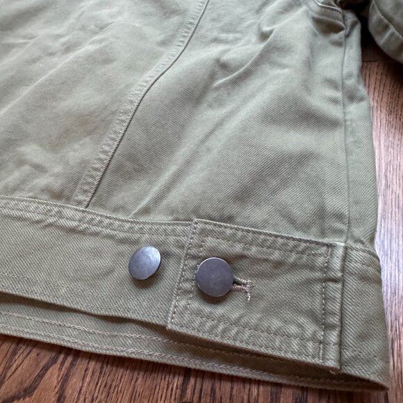 UpWest Women’s Green Denim Jacket Size Large Button Front Cotton Utility Casual - Picture 10 of 14
